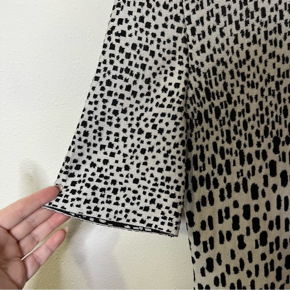 St. John Black and White A-Line Midi Dress fit & flare sz 10 short sleeve - Picture 4 of 9